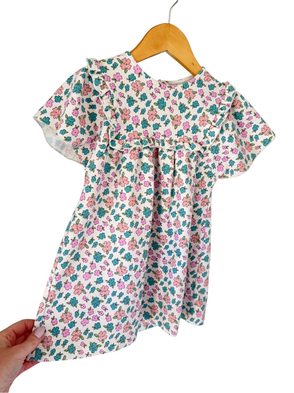 Zara Girls Floral Dress — Pink & Teal
